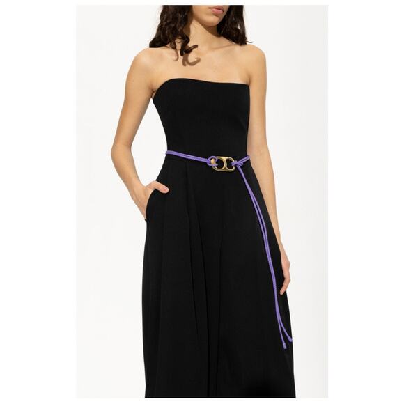 Bottega Veneta Can Opener Braided Lambskin Belt Purple Italy NWT